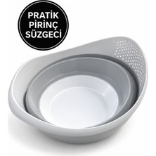 Beylini Katlanır Pirinç Süzgeci Çok Amaçlı Makarna Pirinç Süzme Kabı Geniş Hacimli Saplı