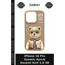 Carlburn iPhone 16 Pro Uyumlu Ayıcık Desenli Kılıf 2.0 3D Cihaz Kapağı Stil Aksesuar Cep Aksesuarı