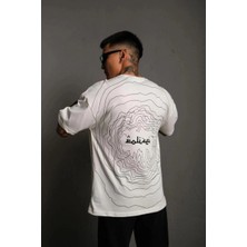 Marchè Bien Erkek Kısa Kol Yazlık Tişört Bisiklet Yaka Baskılı Oversize T-Shirt - Beyaz