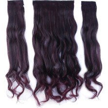 Trendexa Fiber Sentetik Dalgalı Yarım Ay + 2 Yan Çıt Çıt / Koyu Kızıl