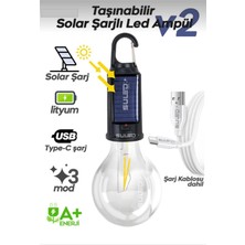 Cata Taşınabilir Solar USB Şarjlı LED Ampül Outdoor Kamp Bahçe Lambası 10W Askılı Kırılmaz LED Işık 3 Mod