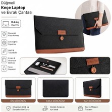 GV Home 15.6 Inç Düğmeli Keçe Laptop ve Evrak Çantası