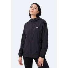 Slazenger Rustıc Kadın Kapüşonlu Fermuarlı Siyah Rüzgarlık