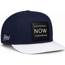BlackBörk Yesterday Now Tomorrow Logolu Beyaz-Lacivert Hip Hop Şapka