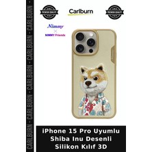 Carlburn iPhone 15 Pro Uyumlu Shiba Inu Desenli Silikon Kılıf 3D Dijital Baskılı Sevimli Kapak Modern Stil