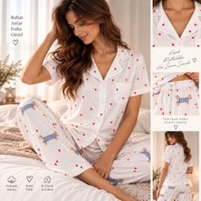 Lovenel Likralı Düğmeli Kısa Kol Alt Üst Pijama Takımı