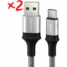 Bontec 2 Adet 18W Şarj Kablosu, 3A USB To Type-C   Şarj ve Data Kablosu, 1.2 Metre Kablo Uzunluğu, Dayanıklı Örgü Kablo, Esnek ve Dayanıklı Yapı