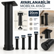 FREKANS Ayarlı Masa Ayağı 20 cm Siyah Dayanıklı Metal Yapı ile Modern Tasarım Sunar