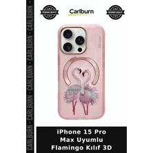 Carlburn iPhone 15 Pro Max Uyumlu Flamingo Kılıf 3D Telefon Koruma Şarj Özellikli Kamera Korumalı