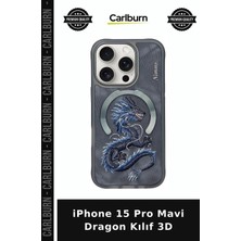 Carlburn iPhone 15 Pro Mavi Dragon Kılıf 3D Aksesuar Koruyucu Kapak Telefon Aksesuarı