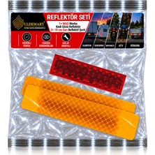 Reflektör Seti- Was Kırmızı Kedi Gözü Reflektör 63 mm x 18 mm & 2 adet x 10 cm Sarı Reflektif Şerit
