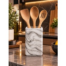 Betonmall Kare Kaşıklık Kepçelik Tezgah Üstü Spatula Tutucu ve Mutfak Gereçleri Organizeri