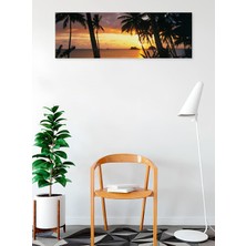 Str Store Tropikal Gün Batımı 36X12 Sanatsal Baskı Poster Palmiye Ağaçları Tropikal Ada Kaçamağ