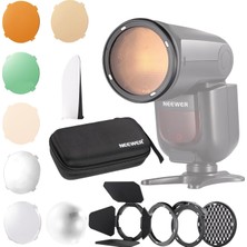 Str Store Crm2 Manyetik Aksesuar Seti, Yuvarlak Başlı Flaş Z1-C/n/s, Z2-C/N/S/F、Z2PRO-C/N/S/F, Godox V1 Speedlite ile Uyumlu, 14 Parçalı Flaş Işığı Kontrol Değiştirici Difüzör Adaptörü Dahil
