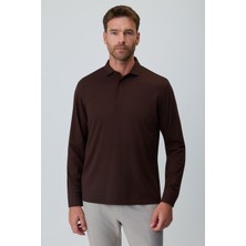 Morven  Erkek Kahve Polo Yaka Rayon Sweatshirt