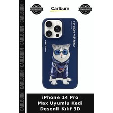 Carlburn iPhone 14 Pro Max Uyumlu Kedi Desenli Kılıf 3D Farklı Aksesuar Karakter
