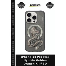 Carlburn iPhone 14 Pro Max Uyumlu Golden Dragon Kılıf 3D Işlemeli Aksesuar Cep Aksesuarı Taşınabilir Koruma