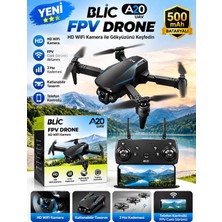 Azurtech Blic A20 Uav Fpv Drone Hd Wifi Kameralı 500MAH Bataryalı 3 Hız Kademeli Telefon Kontrollü Katlanabilir Drone