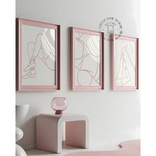 Des Vu Print 3'lü Line Art Reformer Pilates Posteri, Çerçevesiz Reformer Pilates Stüdyosu Posteri