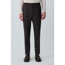 Morven  Erkek Kahve Poliviskon Trend Düz Slim Fit Pantolon