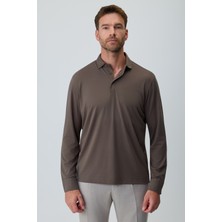 Morven  Erkek Haki Polo Yaka Rayon Sweatshirt