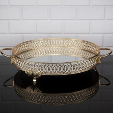 Fair Home Aynalı Tepsi Dekoratif Sunum Tepsisi Yuvarlak Metal Gold 35 cm – Lulu Model
