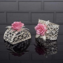 Fair Home Peçete Halkası Metal Pembe Güllü 2'li Gümüş