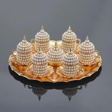 Fair Home Türk Kahvesi Fincan Takımı Inci Kaplamalı Özel Tasarım Metal Gold