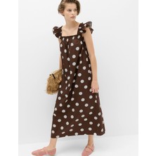 Marks & Spencer Puantiye Desenli Midi Elbise