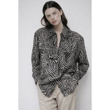 Touche Prive Zebra Desen Saten Gömlek