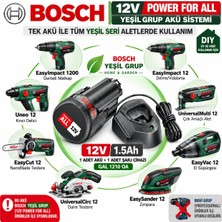 Bosch All 12 V 1.5 Ah Tek Akü ve Bosch Gal 1210 Cv Şarj Cihazı Yeşil Seri Uyumlu