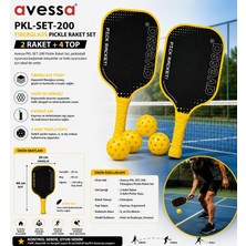 Avessa PKL-SET-200 Fiberglass Pıckle Raket Set Sarı