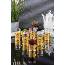 Fair Home Çay Kupası Seti Tutuculu Büyük Boy Metal Gold – Sena Model