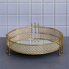 Fair Home Aynalı Tepsi Dekoratif Sunum Tepsisi Orta Boy Yuvarlak Gold 30 cm – Pyramid Model