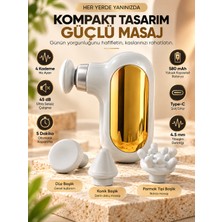 Smayling Mini Masaj Tabancası 3 Başlıklı 4 Kademeli Şarjlı Taşınabilir Kas Gevşetici Vücut Masaj Aleti Type-C