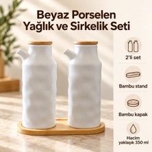 PratikBir Standlı Porselen Yağlık ve Sirkelik Seti - Beyaz
