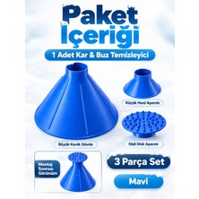 Optana Mavi Oto Kar Buz Kazıyıcı 3 Parça Koni Temizleyici Buz Kırıcı 1 Adet Geniş Alan Kaplama