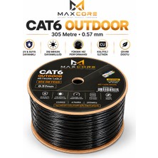 Maxcore Cat6 Outdoor 305 Metre 0.57 mm 23 Awg Utp Dış Mekan Network Kablosu Siyah