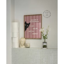 Des Vu Print Welcome To The Bathroom Kedi Posteri, Çerçevesiz Banyo Temalı Poster