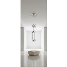 Mylüx Aydınlatma Selin Silver Modern LED Sarkıt Avize – Kristal Çiçek Detaylı Oval Tasarım Tekli Avize