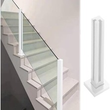 Odea Tr Cam Korkuluk Direği, Beyaz Cam Korkuluk Direği – Iç Mekanlar Için Modern Metal Sütun, Villalar ve Oteller Için Uygundur, Kişisel Yükseklik 80 Cm, Sağlam Paslanmaz Çelik Korkuluk, Merdiven ve