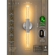 Mylüx Aydınlatma Mylüx Umut Kabarcıklı Aplik Krom Pilli Kablosuz LED 35 cm Modern Dekoratif Duvar Aydınlatma