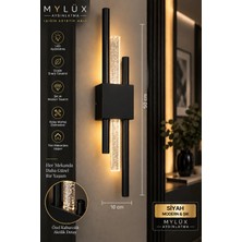 Mylüx Aydınlatma Mylüx Kabarcıklı Kirpi Aplik Siyah 220V Elektrikli LED 50 cm Modern Dekoratif Duvar Apliği