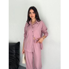 Marchè Bien Kadın Gömlek Pantolon Ikili Alt-Üst Takım - Toz Pembe