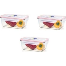 Odea Tr Dikdörtgen Cam Saklama Kabı, 1700 Ml, 3'lü Set, Şeffaf