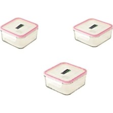 Odea Tr Kare Cam Saklama Kabı, 490 Ml, 3'lü Set, Şeffaf