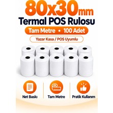 Cece Ambalaj Yazar Kasa Adisyon Rulosu 80×30 mm (Tam Metre) – Termal Rulo – 100 Adet