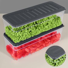 Odea Tr 2'li Derin Buzdolabı Organizer Set Düzenleyici Saklama Kabı Mikrodalga Difriz Kabı 2470ML Antrasit