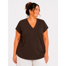 Yaren Co. Kadın Kalın V Yaka Büyük Beden Bluz