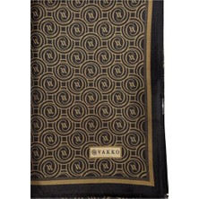 Vakko Tivil Monogram Şal 41407-Koyu Kahve Camel
